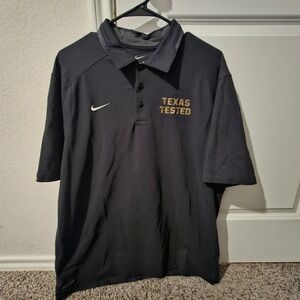 Nike Dri Fit Texas Tested Black Short Sleeve Polo Shirt Men's XL Athletic